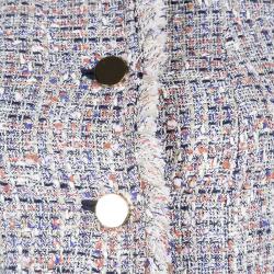Pre Owned Tory Burch Multicolor Textured Tweed Cropped Jacket XS