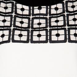 Tory Burch Cream Contrast Embroidered Velvet Trim Sleeveless Denise Dress L