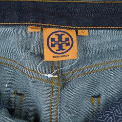 Pre Owned Tory Burch Blue Denim High Waist Flare Jeans S