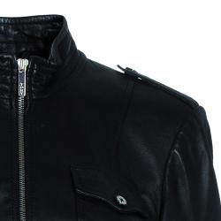 Pre Owned Tory Burch Black Leather 4 Pocket Jacket S