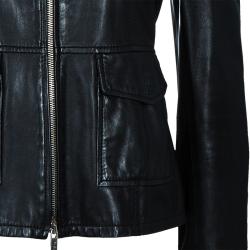 Pre Owned Tory Burch Black Leather 4 Pocket Jacket S