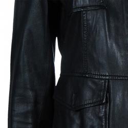 Pre Owned Tory Burch Black Leather 4 Pocket Jacket S