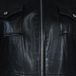 Pre Owned Tory Burch Black Leather 4 Pocket Jacket S