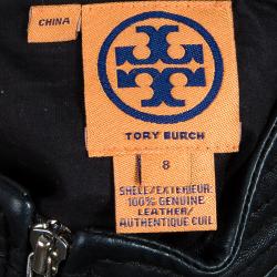 Pre Owned Tory Burch Black Leather 4 Pocket Jacket S