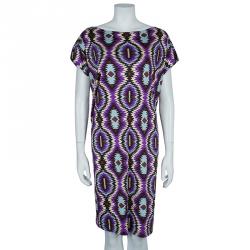 Pre Owned Tory Burch Multicolor Abstract Print Short Sleeve Dress L