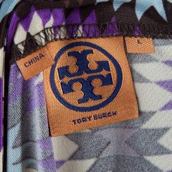 Pre Owned Tory Burch Multicolor Abstract Print Short Sleeve Dress L