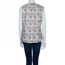 Tory Burch Floral Print Embellished Sleeveless Top M