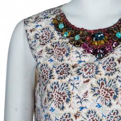 Tory Burch Floral Print Embellished Sleeveless Top M
