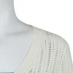 Pre Owned Tory Burch Cream Ozzy Cutwork Detail Sweater S