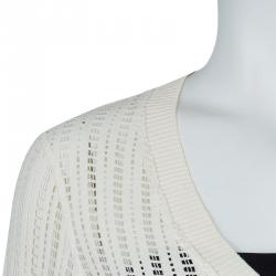 Pre Owned Tory Burch Cream Ozzy Cutwork Detail Sweater S