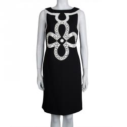 Pre Owned Tory Burch Monochrome Embellished Sleeveless Knit Dress M