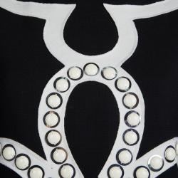 Pre Owned Tory Burch Monochrome Embellished Sleeveless Knit Dress M