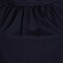 Pre Owned Tory Burch Navy Blue Short Sleeve Silk Blouse M