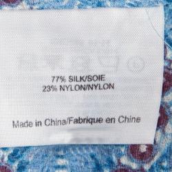 مملوكة مسبقًا بلوزة توري برش زرقاء موردة مطبوعة بأكمام قصيرة M