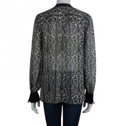 مملوكة مسبقًا بلوزة توري برش شيفون مطبوع بأكمام طويلة M