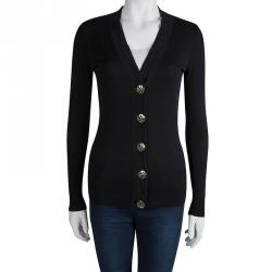 Pre Owned Tory Burch Black Logo Button Detail Cardigan XS