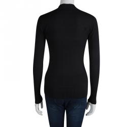 Pre Owned Tory Burch Black Logo Button Detail Cardigan XS