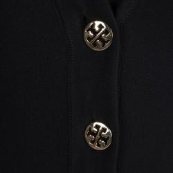 Pre Owned Tory Burch Black Logo Button Detail Cardigan XS
