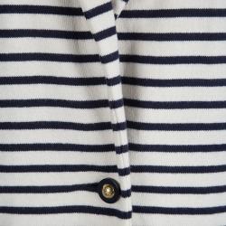 Pre Owned Tory Burch Navy Blue And White Striped Knit Blazer XL