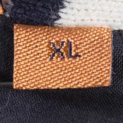 Pre Owned Tory Burch Navy Blue And White Striped Knit Blazer XL