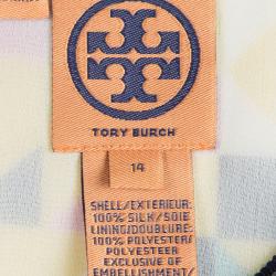 Pre Owned Tory Burch Multicolor Geometric Printed Silk Embellished Sleeveless Top XL