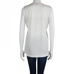 Pre Owned توب توري برش أبيض بكشكشة مزينة بلا أكمام XL