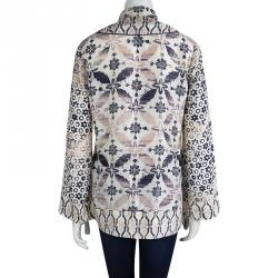 Pre Owned Tory Burch Multicolor Printed Silk Long Sleeve Top M