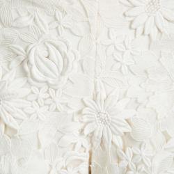 Pre Owned Tory Burch Cream Floral Embroidered Lace Shorts M