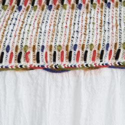 Pre Owned بلوزة توري برش غاوزيه بلا أكتاف مطرزة قطن أبيض XS