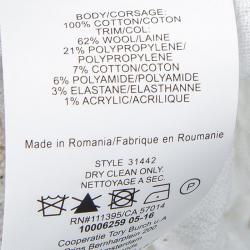 Pre Owned بلوزة توري برش غاوزيه بلا أكتاف مطرزة قطن أبيض XS