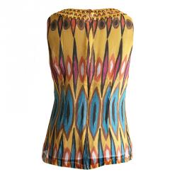 Pre Owned Tory Burch Multicolor Sequin Detail Silk Top M