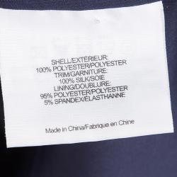 Pre Owned توب توري برش حرير أزرق كحلي طبقة دانتيل مفرغ متباين بلا أكمام M