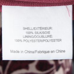 Pre Owned Tory Burch Burgundy Floral Printed Silk Maxi Skirt L