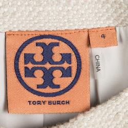 Pre Owned Tory Burch Textured Cream Embroidered Boucle Jacket S