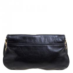 Pre Owned حقيبة كروس توري برش ريفا لوغو جلد أسود