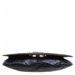 Pre Owned حقيبة كروس توري برش ريفا لوغو جلد أسود