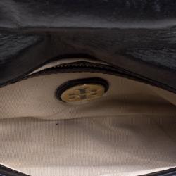 Pre Owned حقيبة كروس توري برش ريفا لوغو جلد أسود