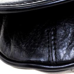 Pre Owned حقيبة كروس توري برش ريفا لوغو جلد أسود