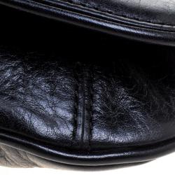 Pre Owned حقيبة كروس توري برش ريفا لوغو جلد أسود