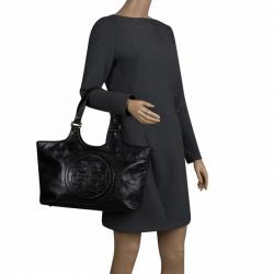 مملوكة مسبقًا Tory Burch Black Leather Bombe Tote