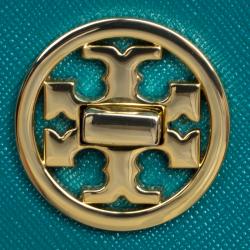 Pre Owned حقيبة توري برش قلاب كروس غسيت مزدوج جلد تركواز