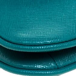 Pre Owned حقيبة توري برش قلاب كروس غسيت مزدوج جلد تركواز