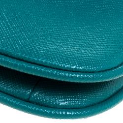 Pre Owned حقيبة توري برش قلاب كروس غسيت مزدوج جلد تركواز