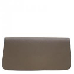 Pre Owned حقيبة كلاتش توري برش قلاب ديانا سليم جلد خضراء فاتيغو