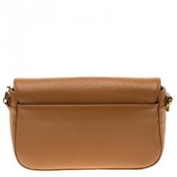 Pre Owned Tory Burch Brown Leather Mini Robinson Chain Shoulder Bag