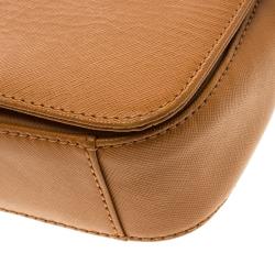 Pre Owned Tory Burch Brown Leather Mini Robinson Chain Shoulder Bag