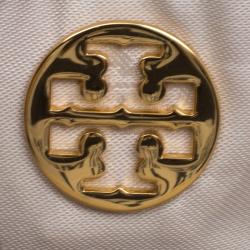 مملوكة مسبقًا حقيبة كلاتش توري برش روطان ويكر وجلد لامع مغزول بنية/ بيضاء