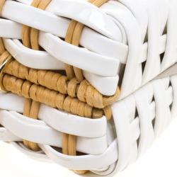 مملوكة مسبقًا حقيبة كلاتش توري برش روطا ن ويكر وجلد لامع مغزول بنية/ بيضاء