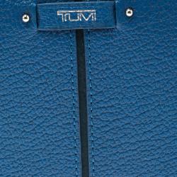Pre Owned Tumi Blue Leather Chelsea Zip Around Continental Wallet