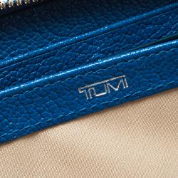 Pre Owned Tumi Blue Leather Chelsea Zip Around Continental Wallet